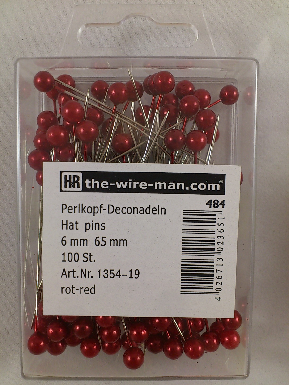 Colored pins 6 mm 100 p. red
